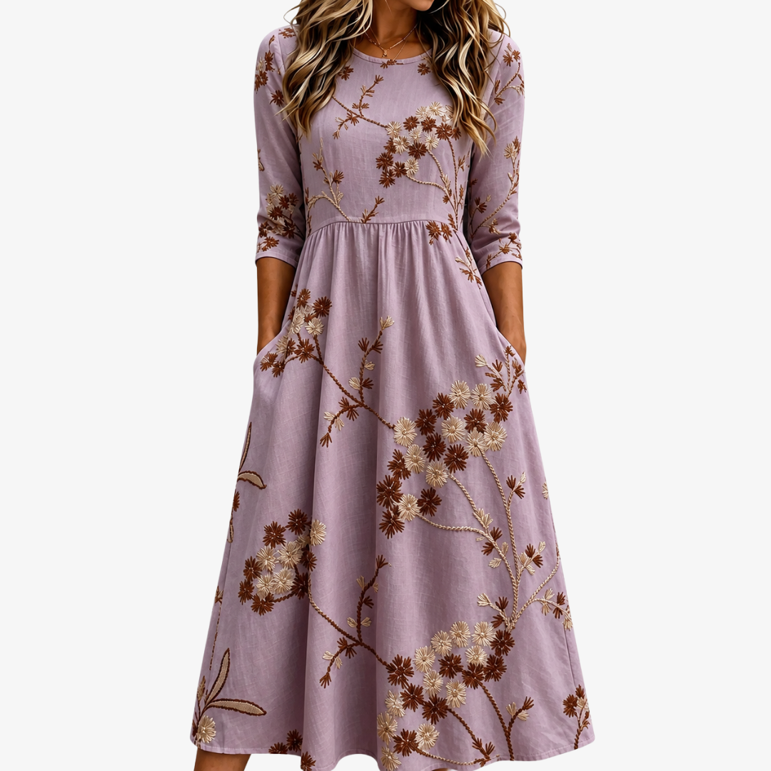 Abito Midi con Tasche e Fantasia Floreale Heather Meadow