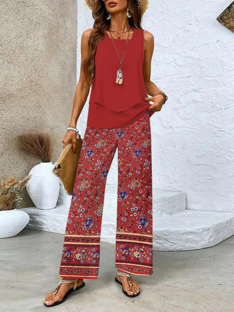Ovelynra™ | Top Senza Maniche e Pantaloni Larghi