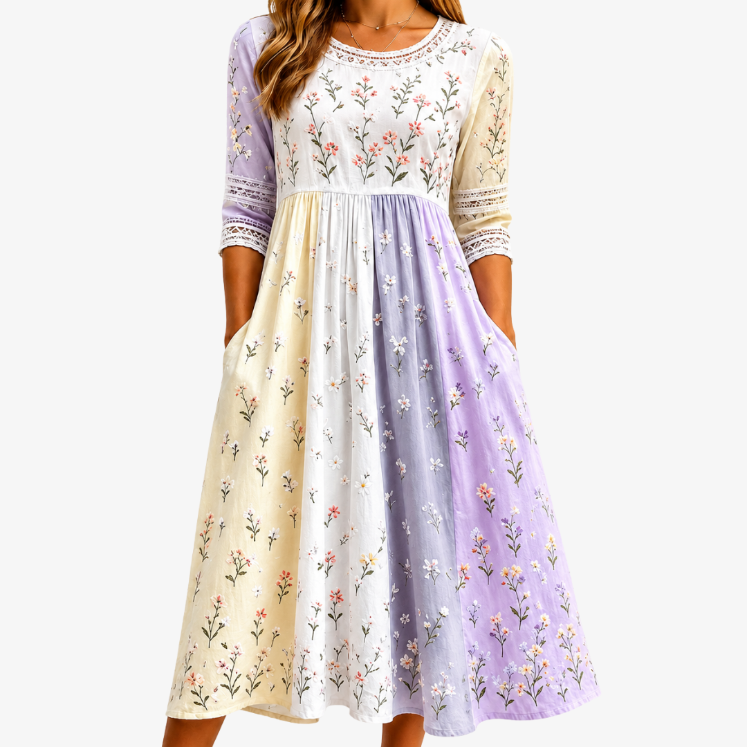 Abito Midi Patchwork Lavanda