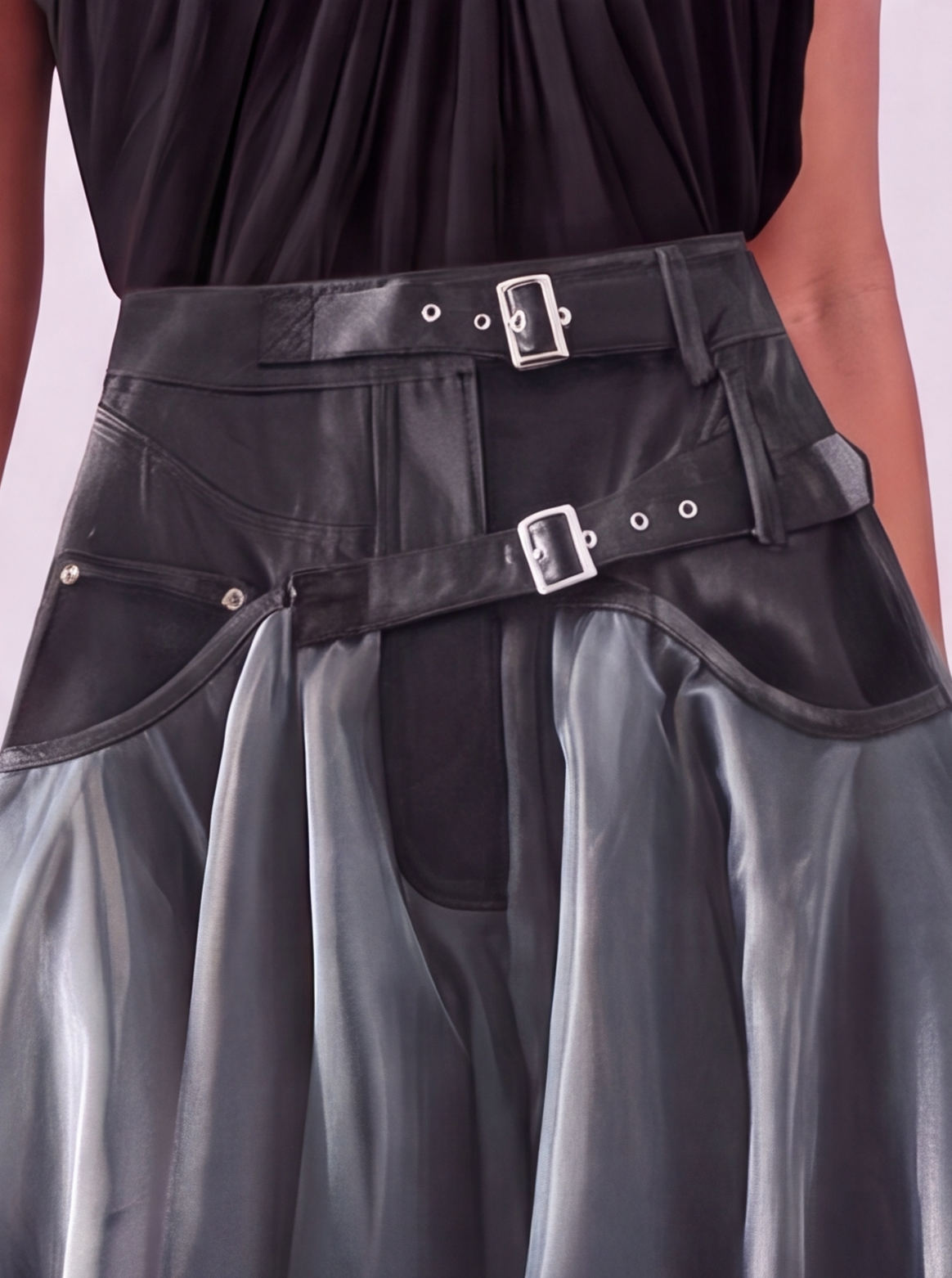 Gonne in Tulle Patchwork Grigio Francese Moda Primavera