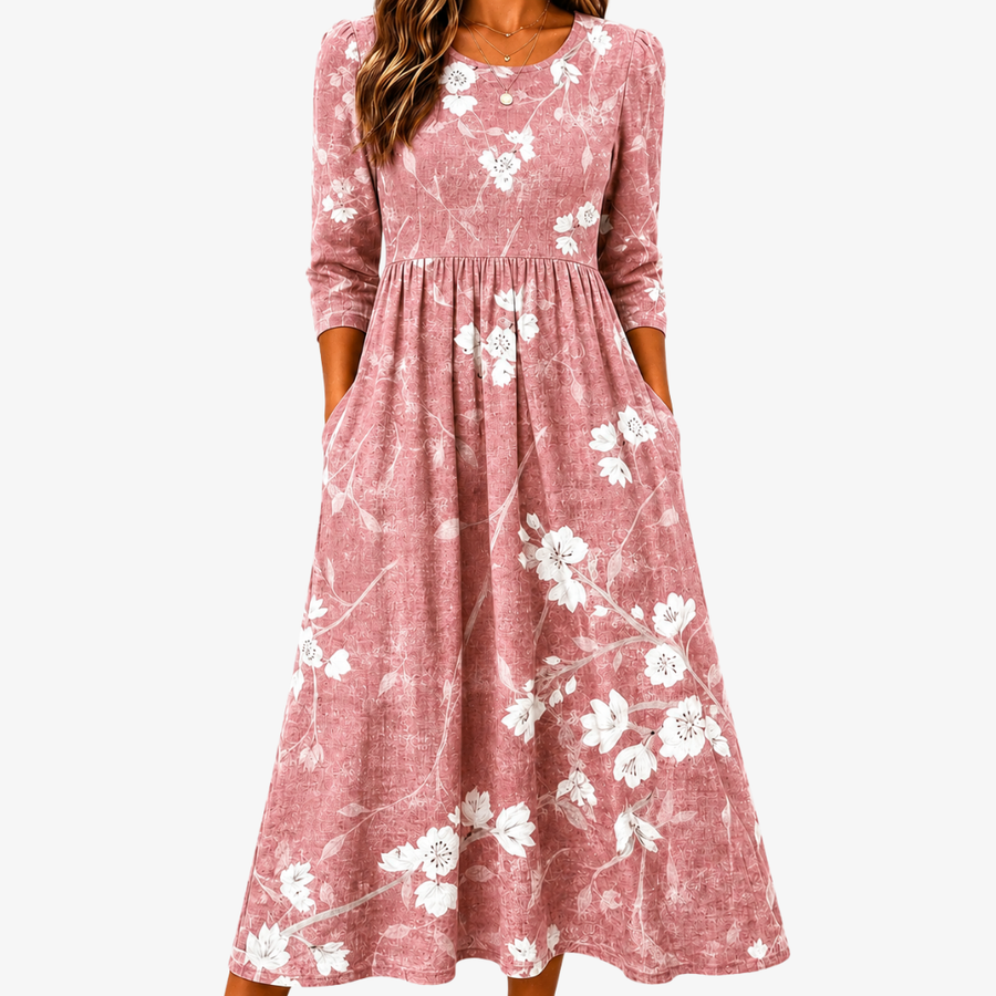 Abito Midi Grace Pocket Blush Bloom