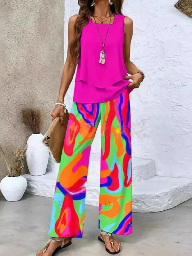 Ovelynra™ | Top Senza Maniche e Pantaloni Larghi