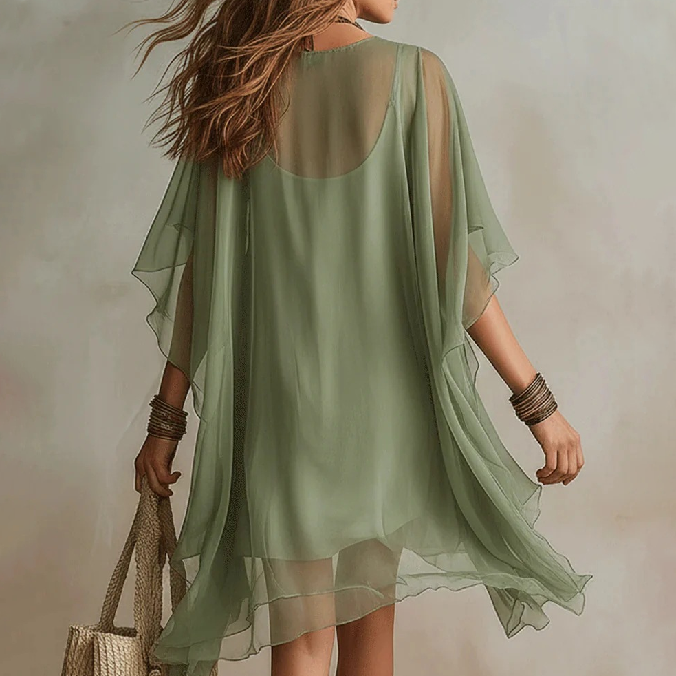 Abito da spiaggia in chiffon con scollo a V