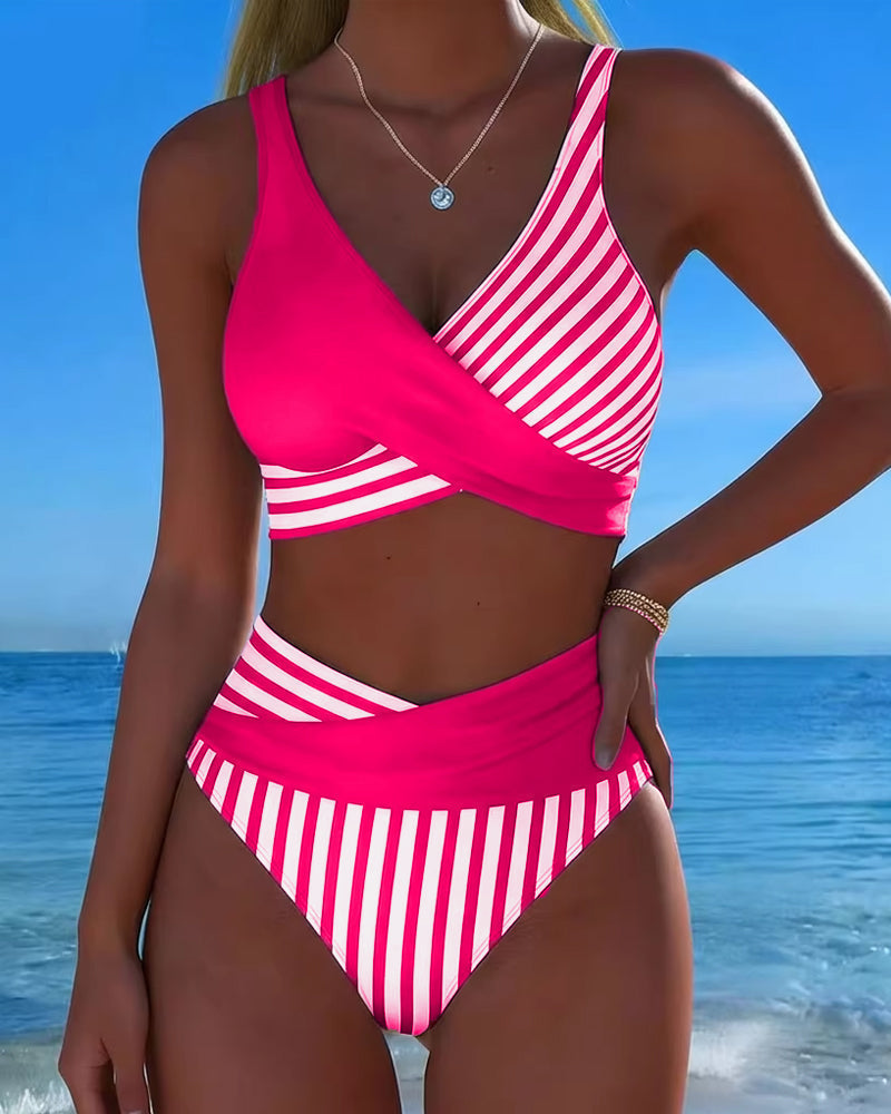 EVA™ | Stampa a Righe Bikini Incrociato