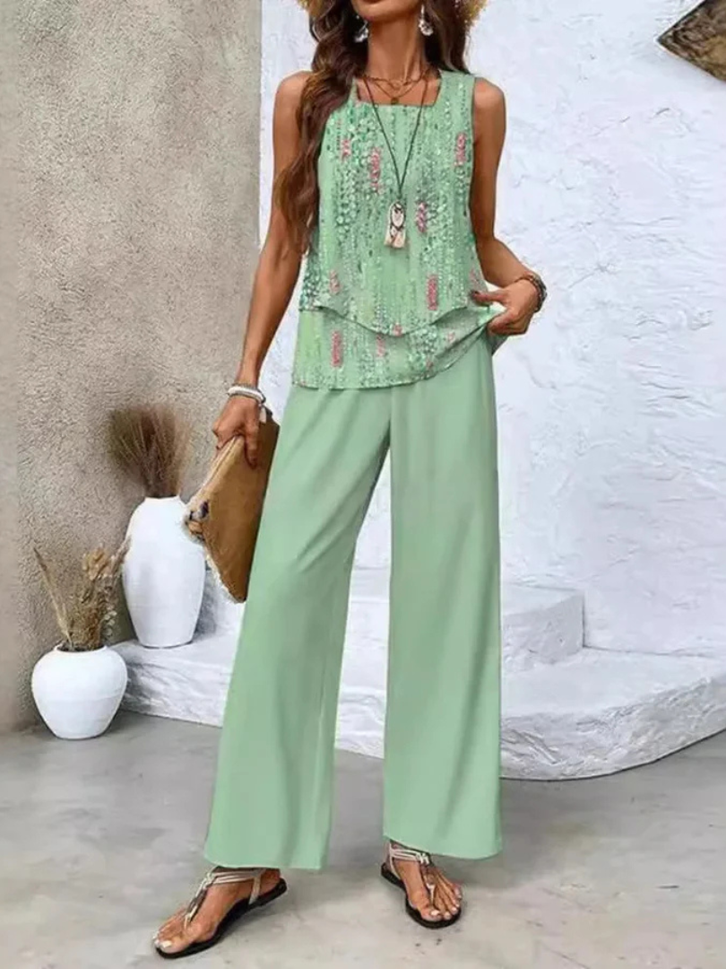 Ovelynra™ | Top Senza Maniche e Pantaloni Larghi