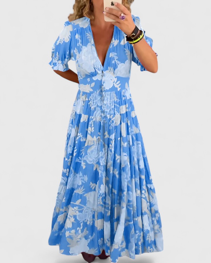 Miriam – Vestito floreale con scollatura a V