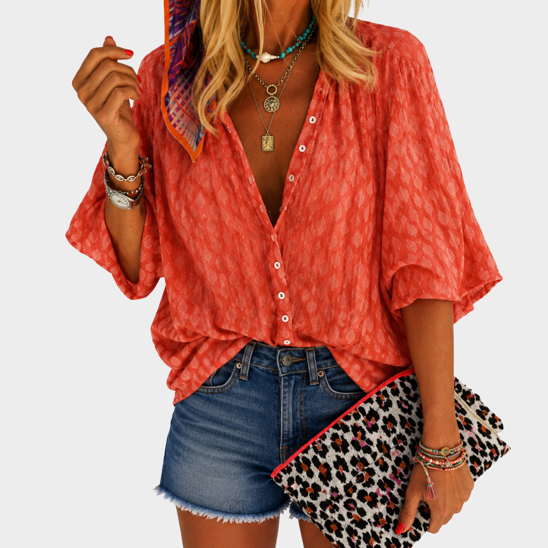 Blusa con Bottoni Coral Breeze