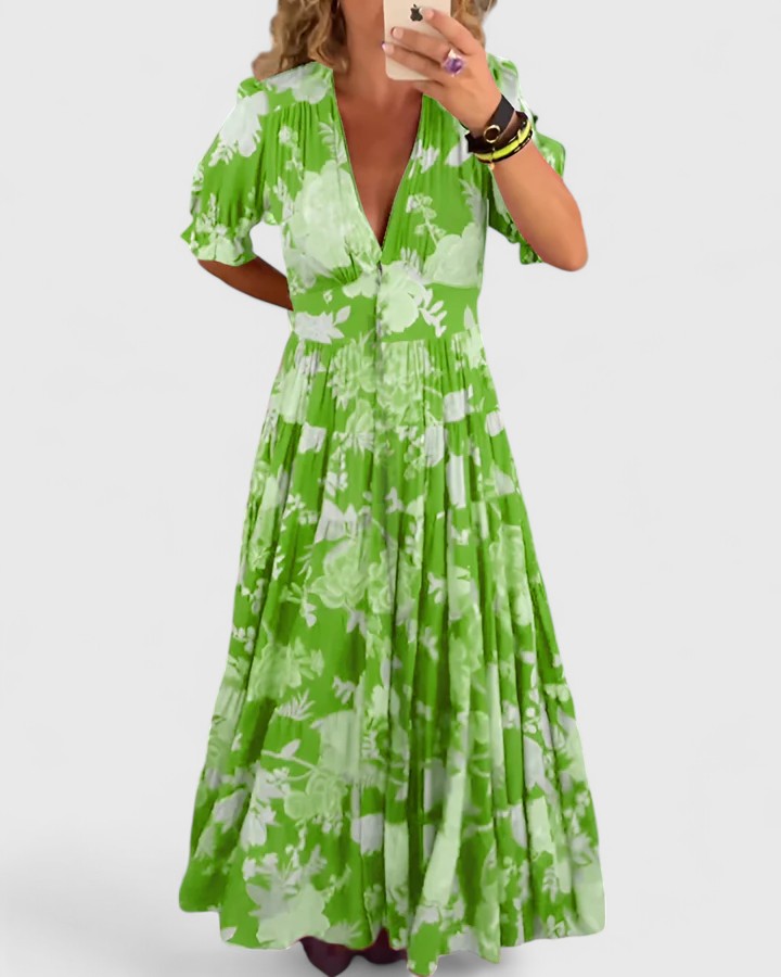 Miriam – Vestito floreale con scollatura a V