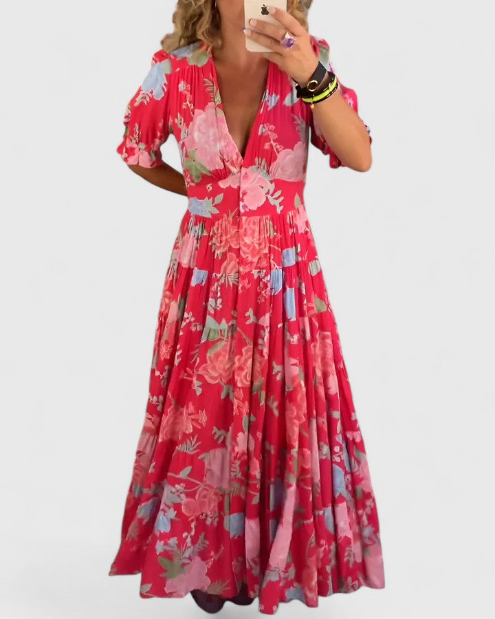 Miriam – Vestito floreale con scollatura a V