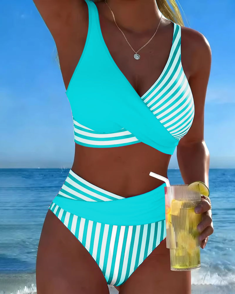 EVA™ | Stampa a Righe Bikini Incrociato