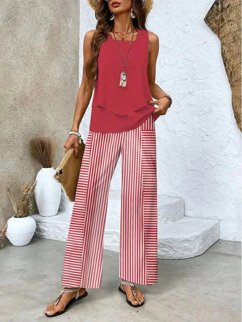 Ovelynra™ | Top Senza Maniche e Pantaloni Larghi
