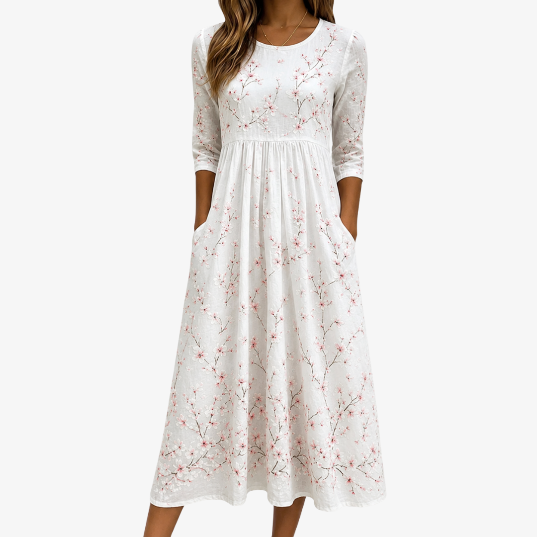 Abito Midi Giornaliero Cherry Blossom Grace