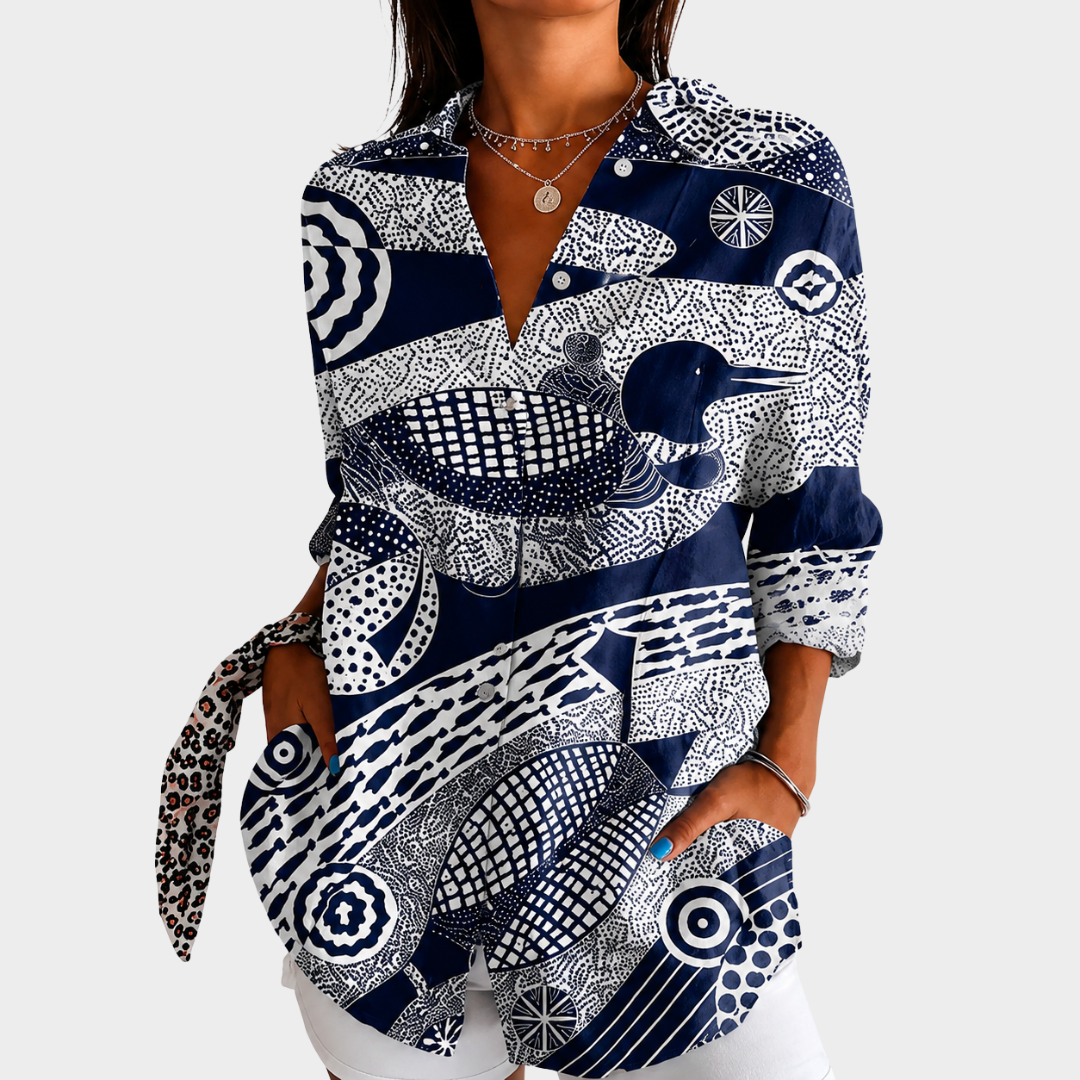 Blusa con Stampa Mosaico Costiero