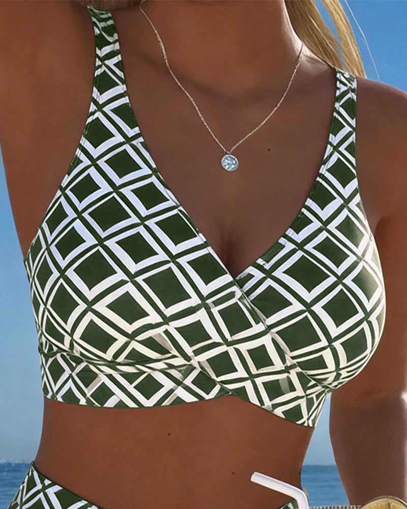 NEUS™ | Costume da Bagno Due Pezzi con Stile Reggiseno e Motivo a Diamante