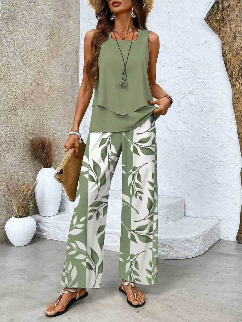 Ovelynra™ | Top Senza Maniche e Pantaloni Larghi