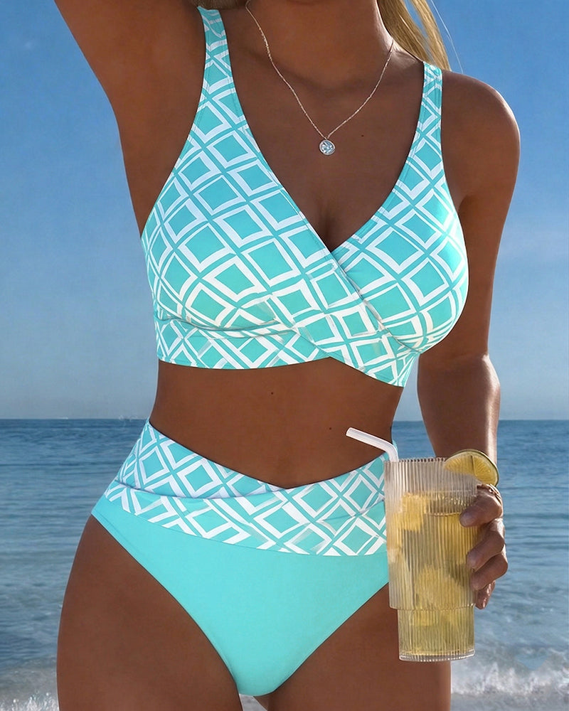 NEUS™ | Costume da Bagno Due Pezzi con Stile Reggiseno e Motivo a Diamante