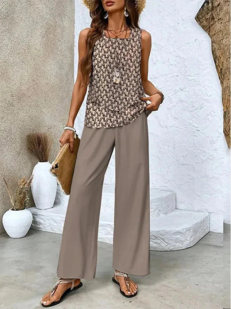 Ovelynra™ | Top Senza Maniche e Pantaloni Larghi
