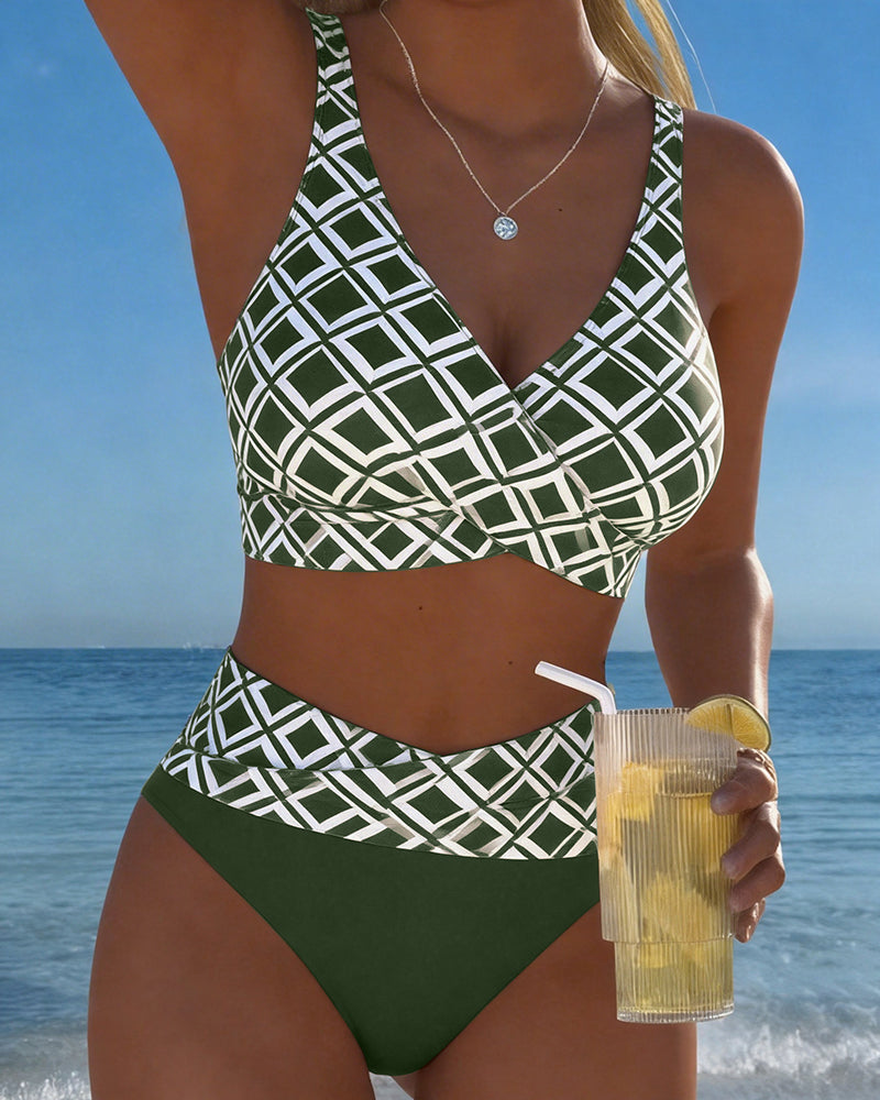 NEUS™ | Costume da Bagno Due Pezzi con Stile Reggiseno e Motivo a Diamante