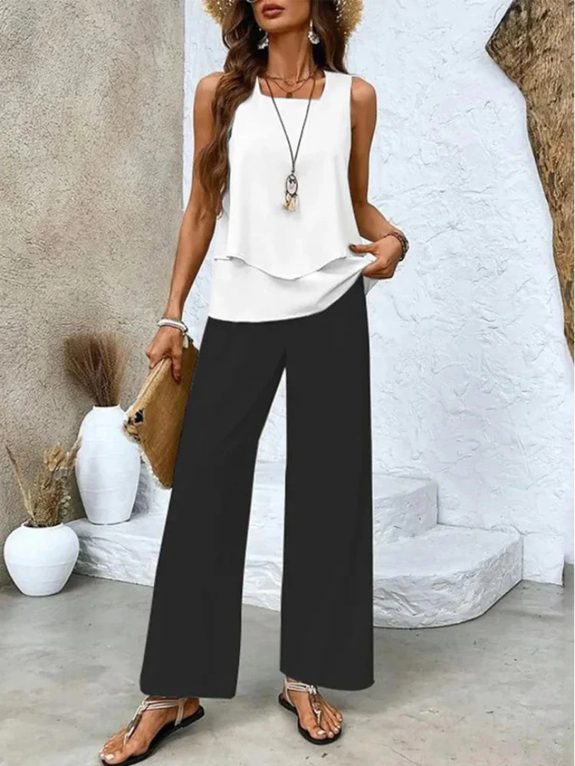 Ovelynra™ | Top Senza Maniche e Pantaloni Larghi