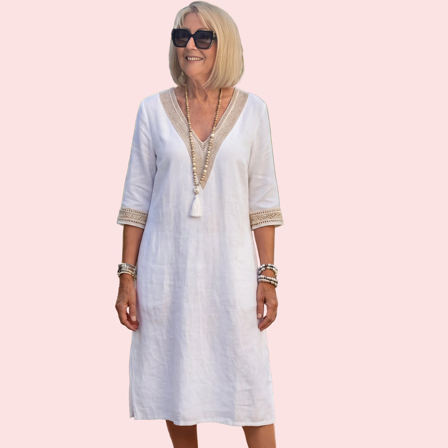 Élisa – Elegante vestito a maniche medie con scollo a V