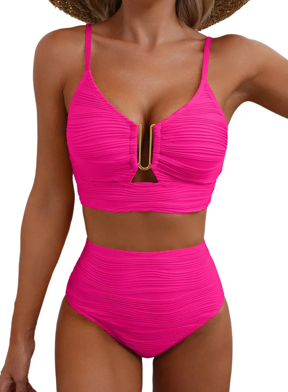 SIRENA | Set di Bikini a Vita Alta con U-Link Dorato