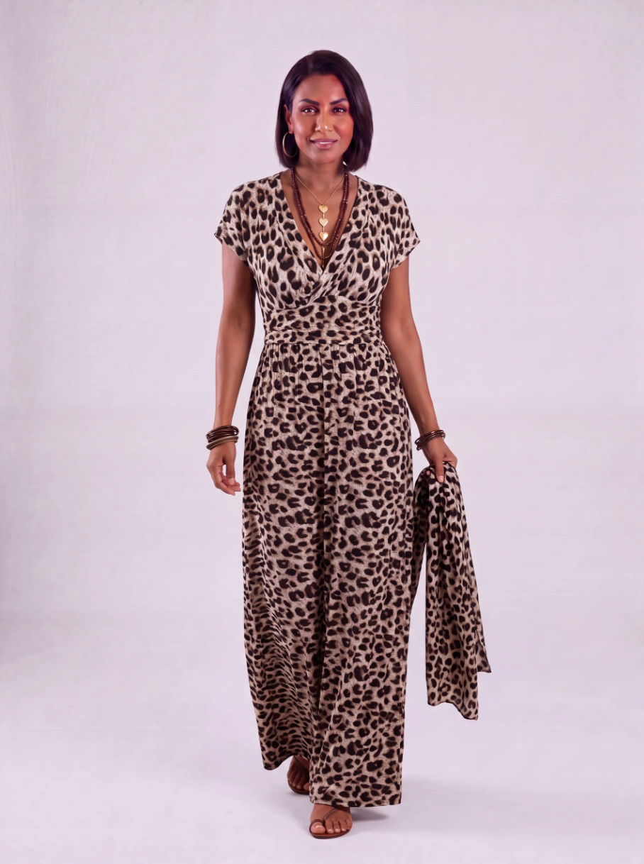 Nathalie | Abito Midi Leopardo