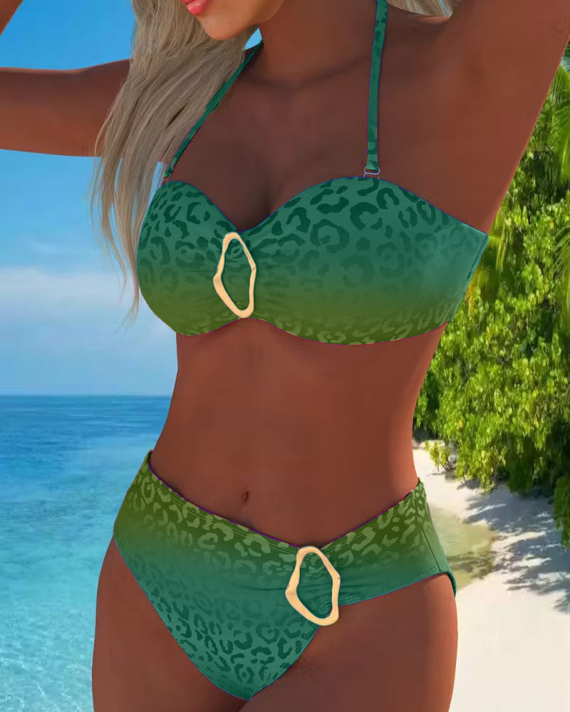 Sofía™ | Costume intero con stampa leopardata sfumata e scollo halter