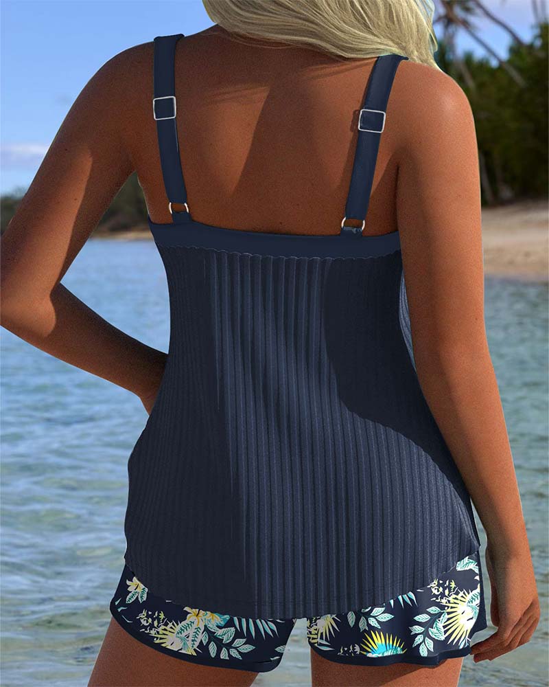 ALBA™ | Due Pezzi Corto Tankini a Righe per la Spiaggia