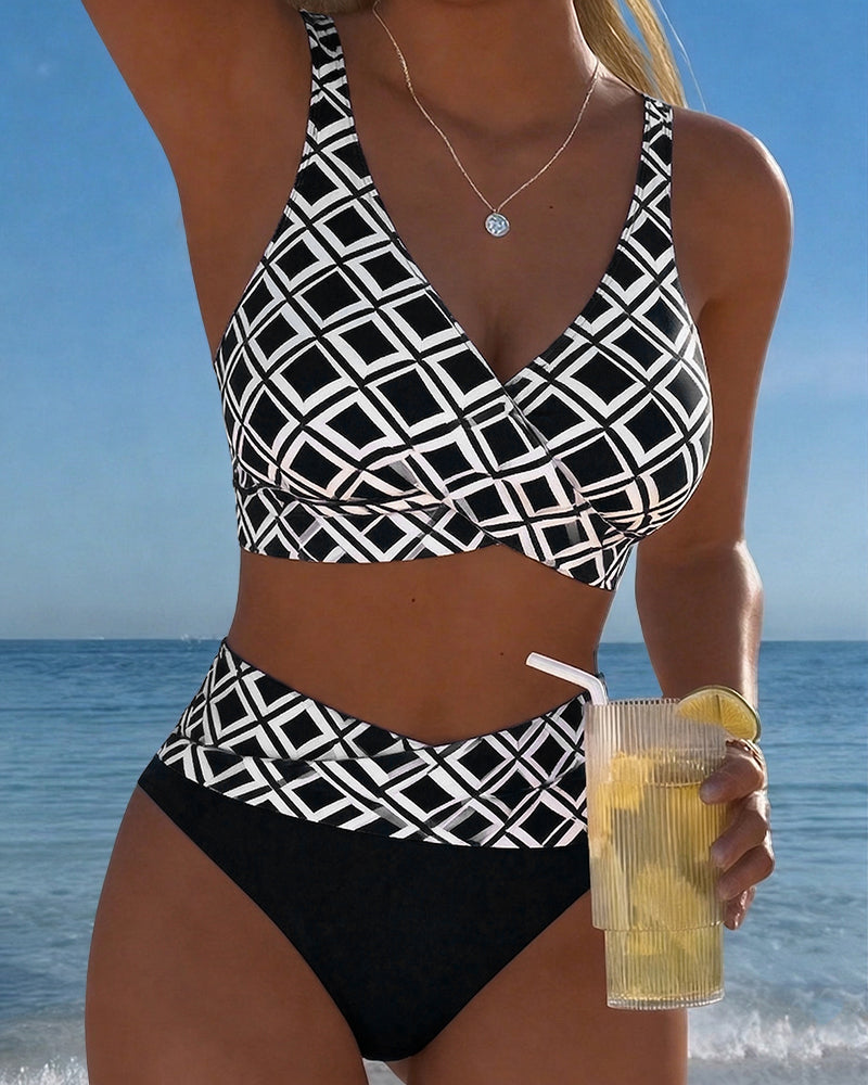 NEUS™ | Costume da Bagno Due Pezzi con Stile Reggiseno e Motivo a Diamante
