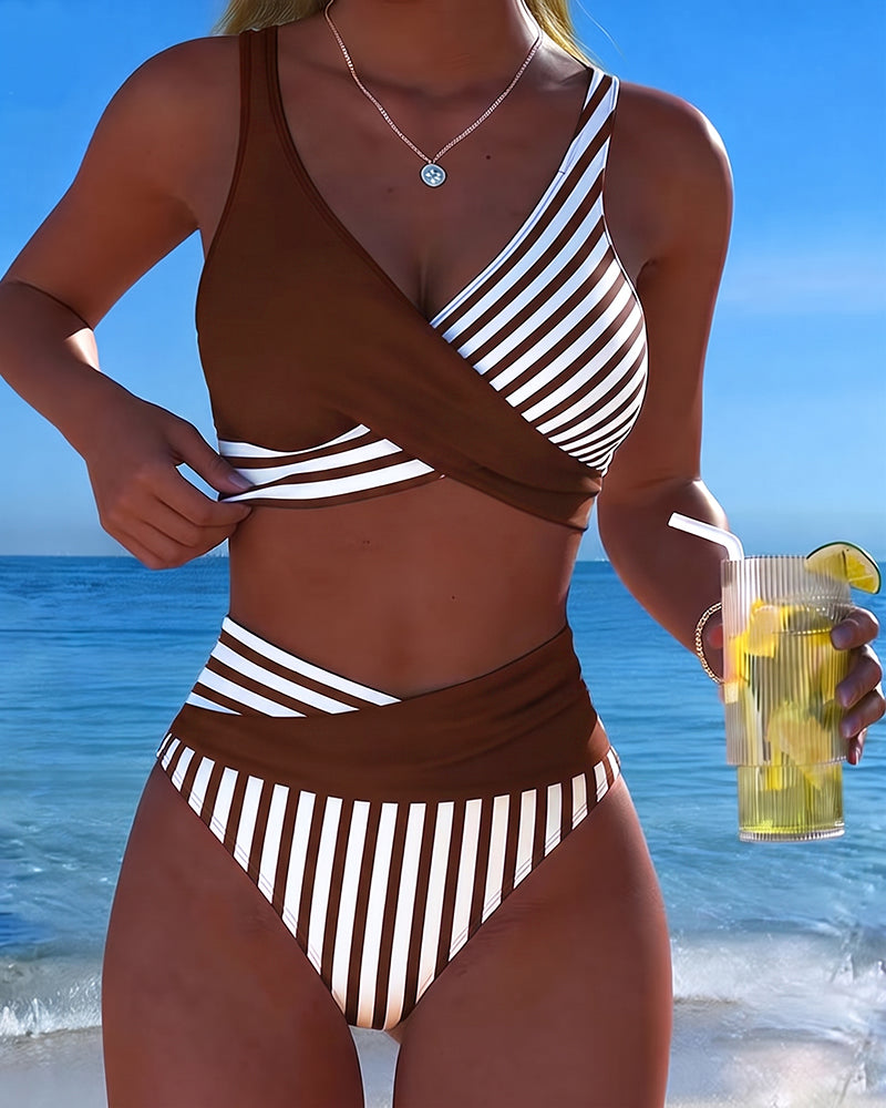 EVA™ | Stampa a Righe Bikini Incrociato