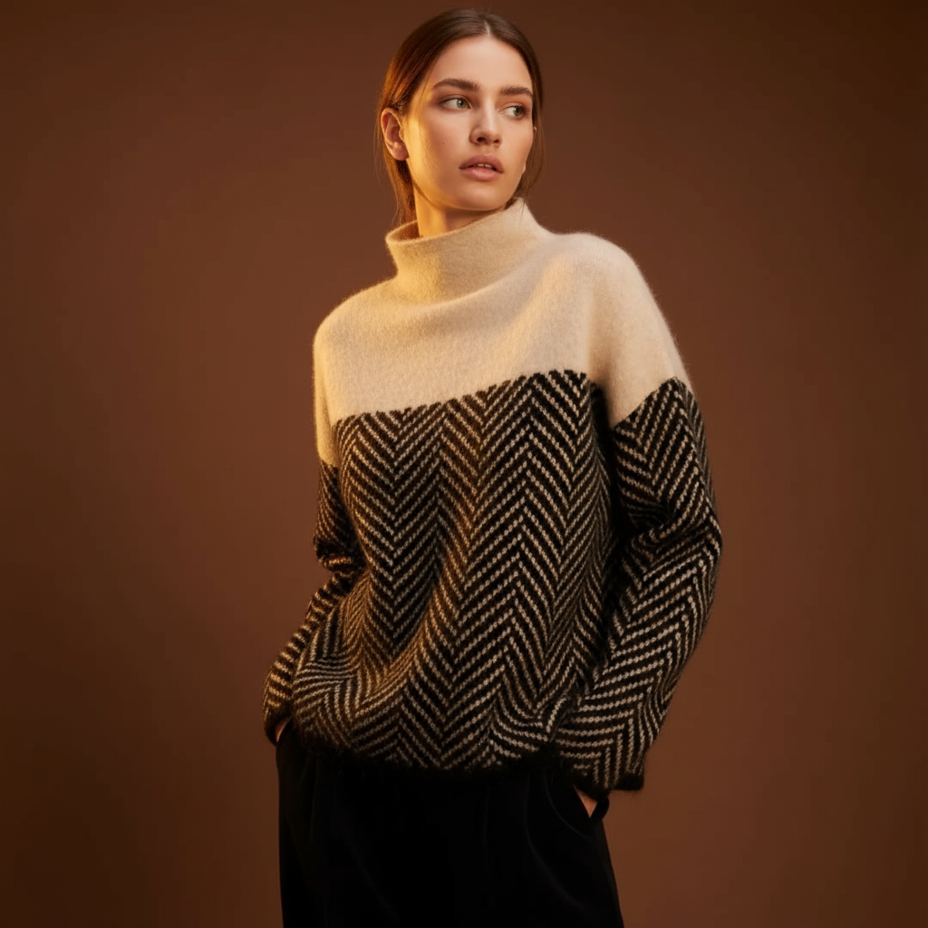 ADELIE | Maglione a collo alto di alta qualità in maglia pregiata