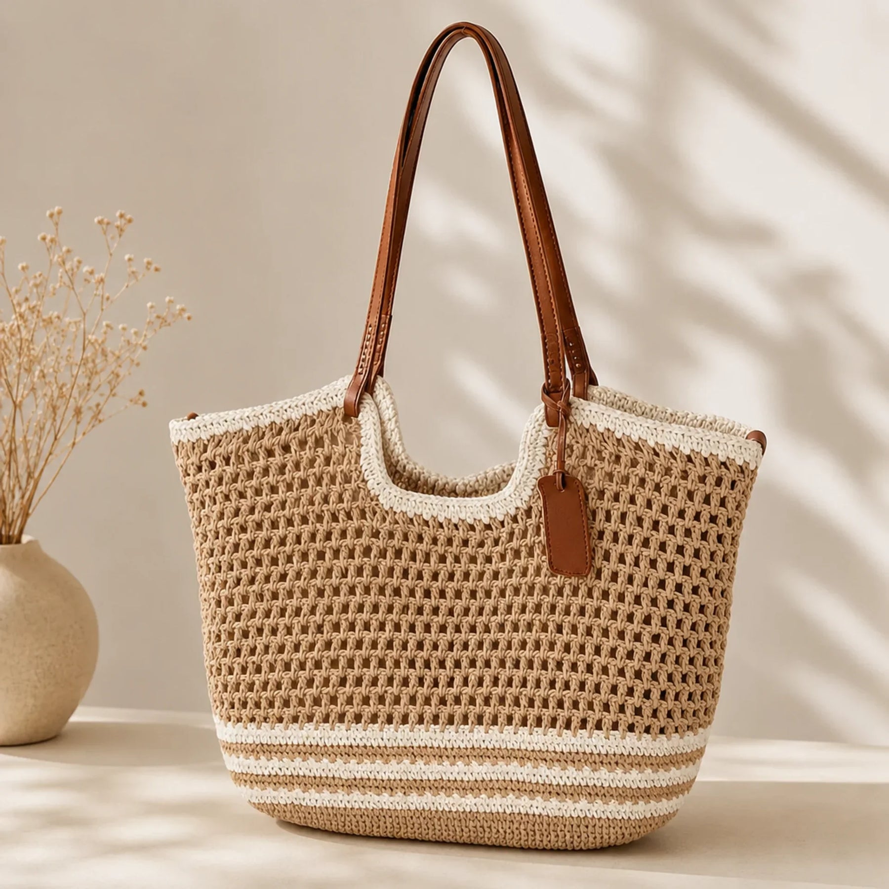 Clare Due Toni | Borsa Tote Intrecciata a Mano