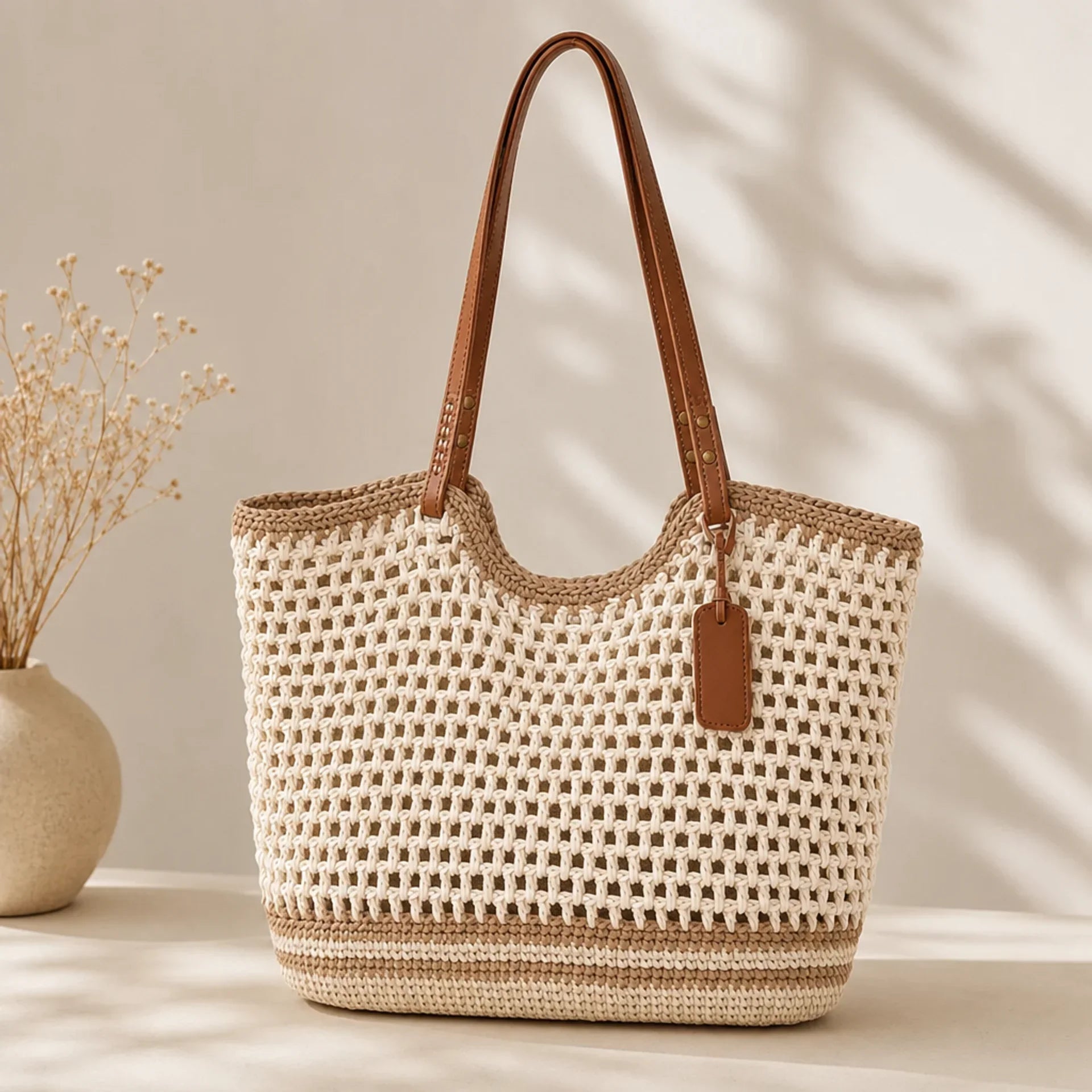 Clare Due Toni | Borsa Tote Intrecciata a Mano