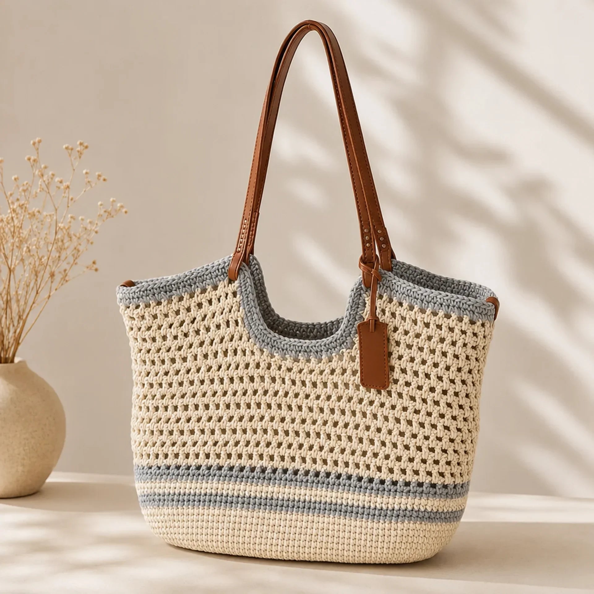 Clare Due Toni | Borsa Tote Intrecciata a Mano
