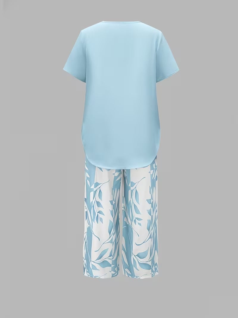 Avy™ | Completo Casual a Due Pezzi con Stampa Foglia
