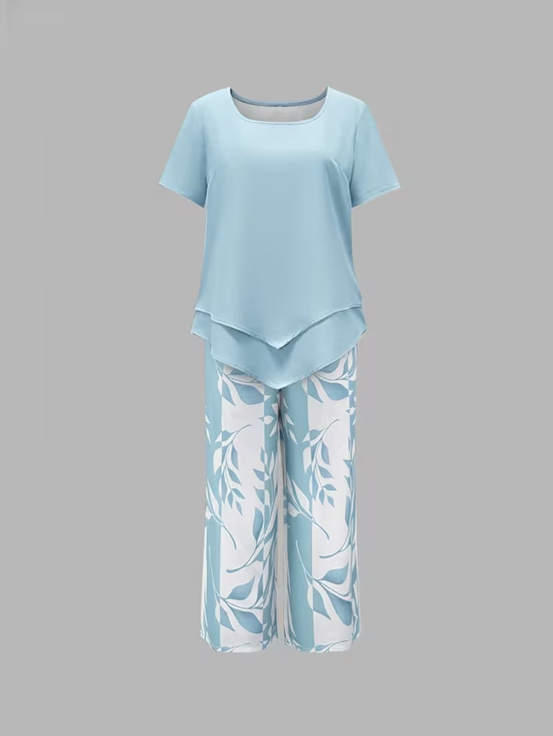Avy™ | Completo Casual a Due Pezzi con Stampa Foglia