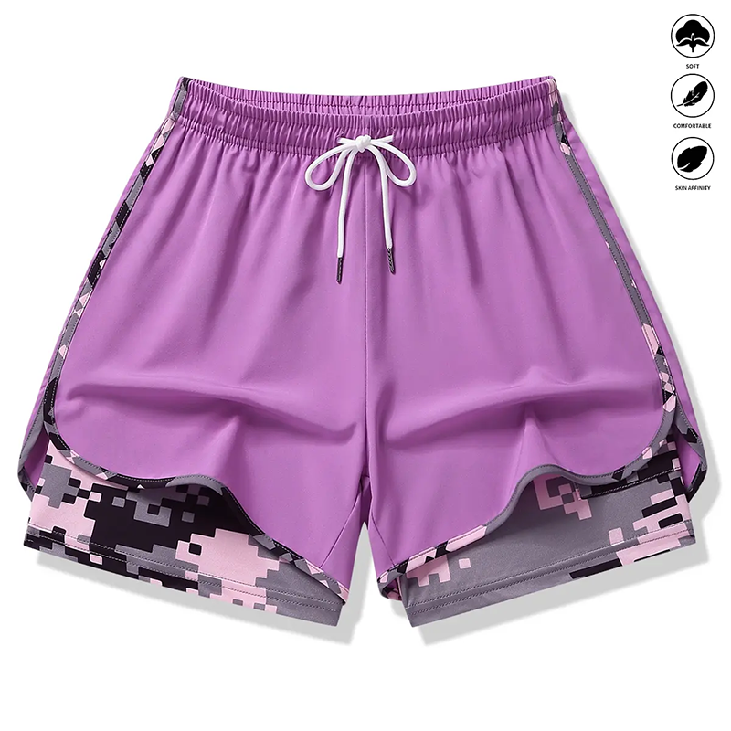 Shorts atletici casual da donna con fodera integrata