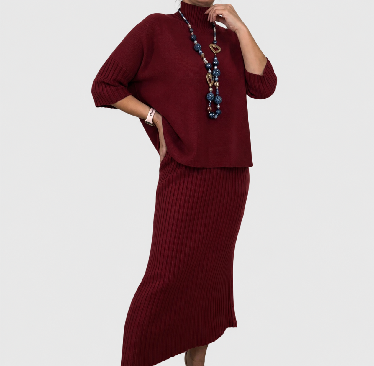 Debora | Insieme di Maglia con Gonna Midi a Coste